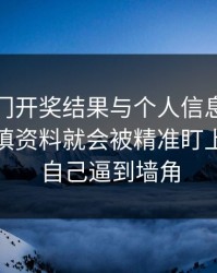 关于澳门开奖结果与个人信息：为什么你一填资料就会被精准盯上：别把自己逼到墙角