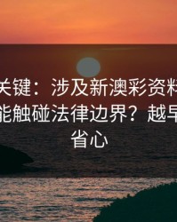 冷门但关键：涉及新澳彩资料，哪些行为可能触碰法律边界？越早止损越省心