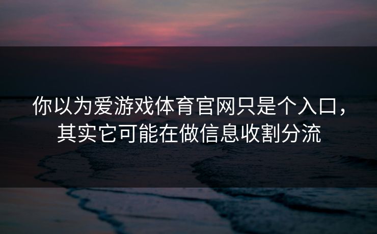 你以为爱游戏体育官网只是个入口，其实它可能在做信息收割分流