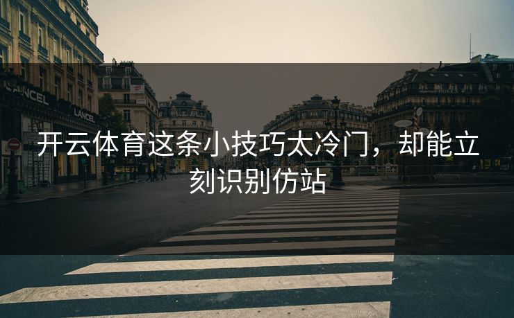 开云体育这条小技巧太冷门，却能立刻识别仿站